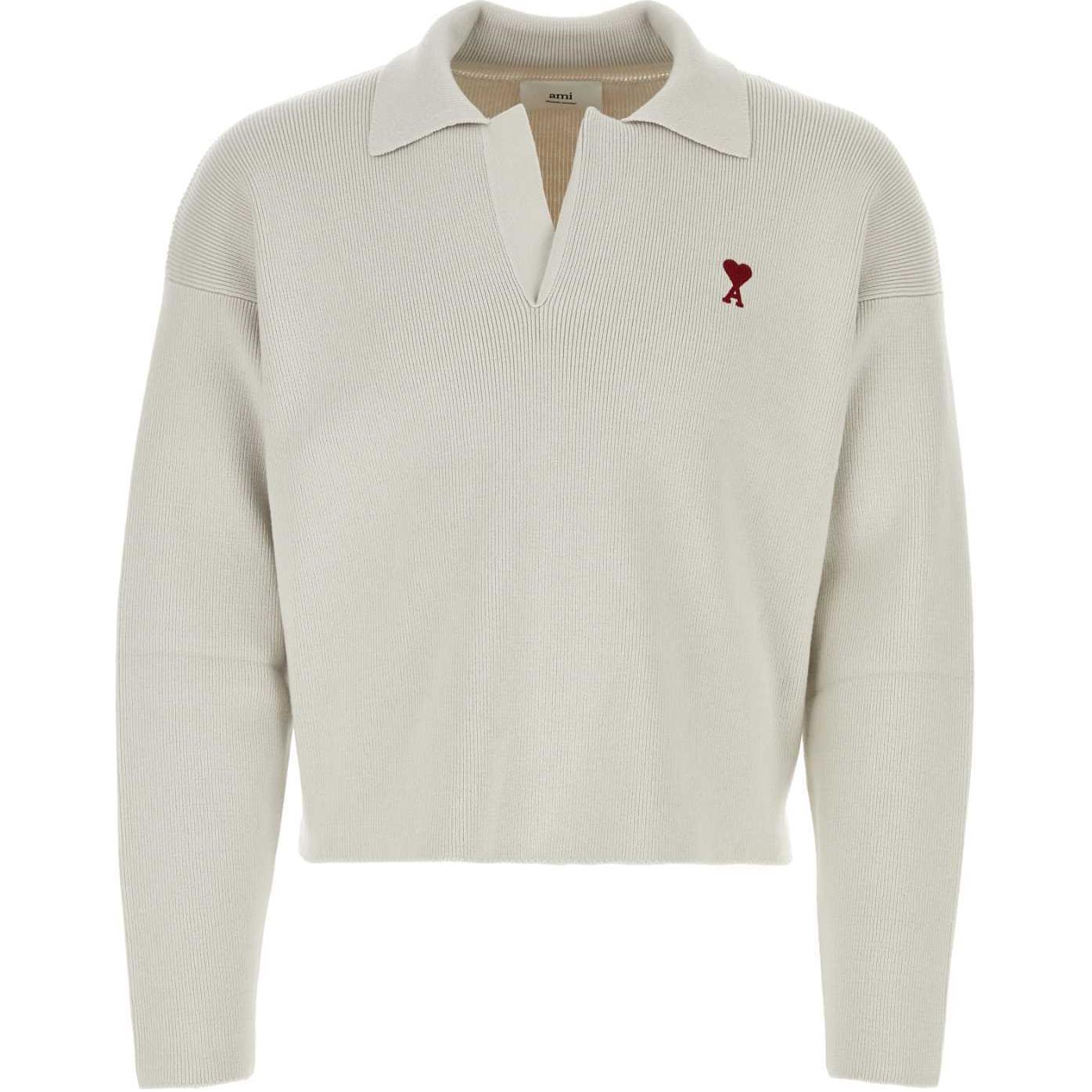 

Рубашка-поло Ami Paris Ami De Coeur Long Sleeved Knitted Jumper AMIPARIS, серо-белый