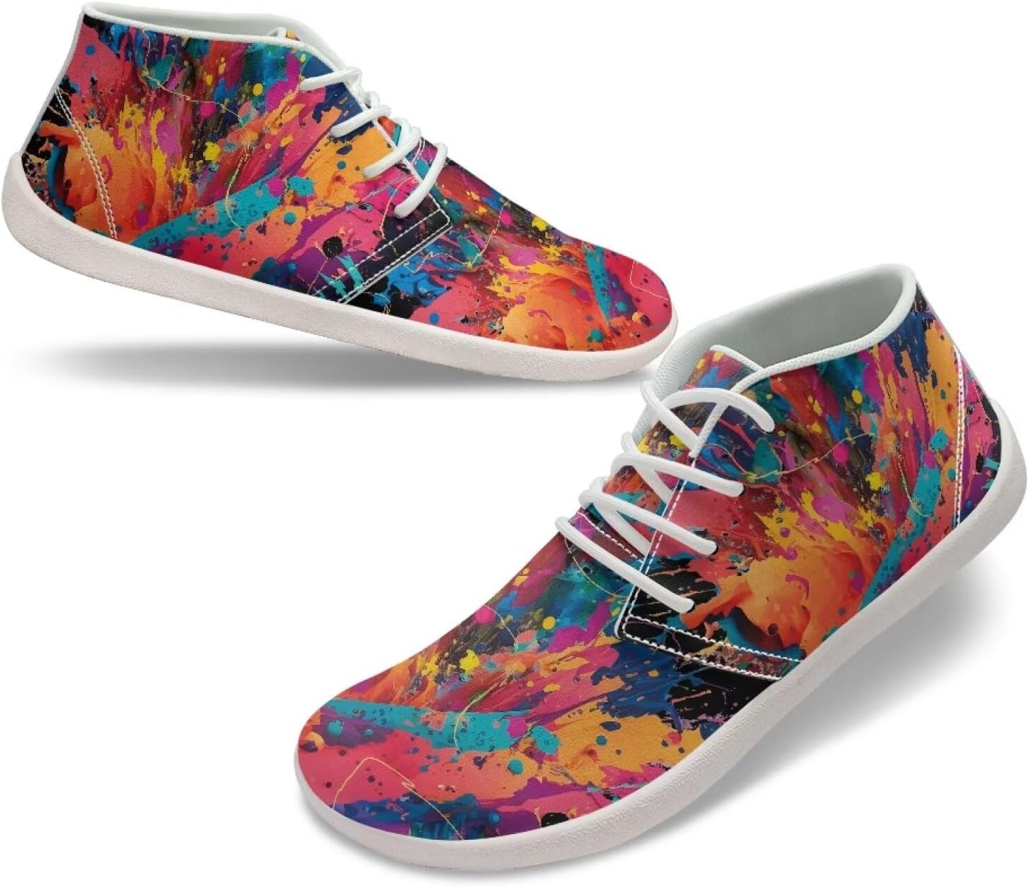 

Мужские ботинки Fuxowvby с открытым носком, удобные для улицы, с широкой носочной частью, нескользящие, спортивные, с нулевым перепадом, для тренировок, для подростков, размеры США 5-14, Ink Splash Color Paint