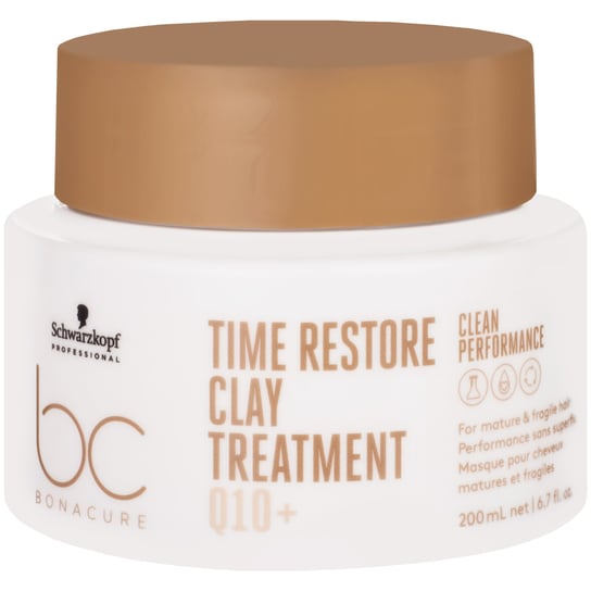 

Маска для зрелых и ослабленных волос 200 мл с кератином и пантенолом Schwarzkopf Bc Time Restore Clay Treatment Q10+