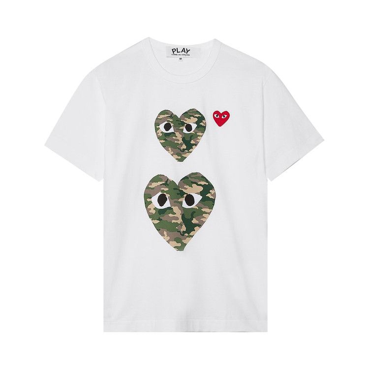 

Футболка Comme des Garçons PLAY Camouflage Double Heart T-Shirt, White