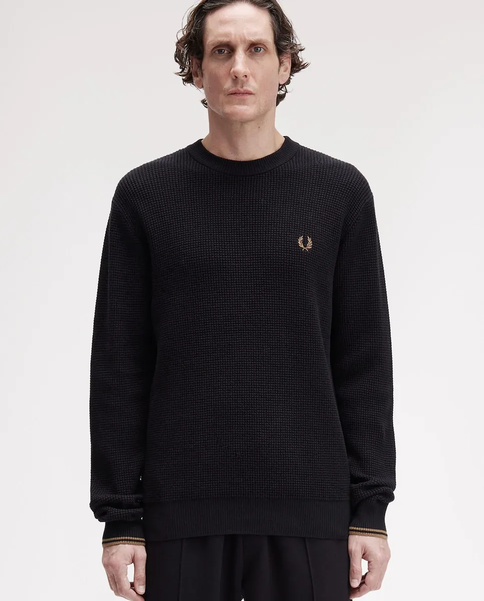 

Мужской джемпер с круглым вырезом и длинными рукавами Fred Perry, черный