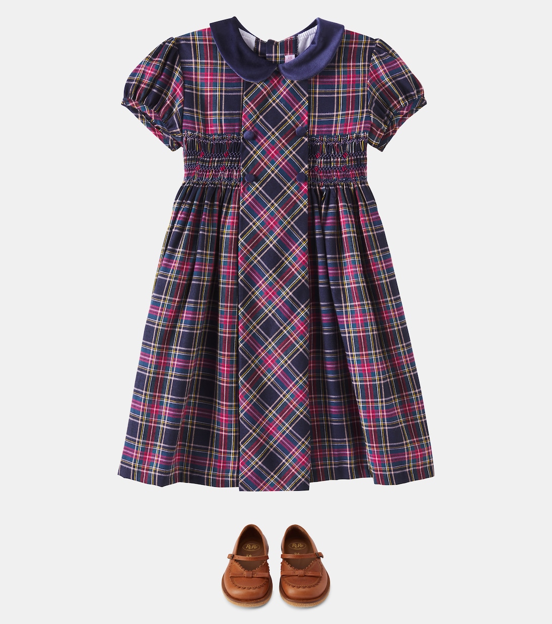 Платье Arcadia из хлопковой смеси в клетку с присборенным лифом La Coqueta, Navy Tartan — фото 2