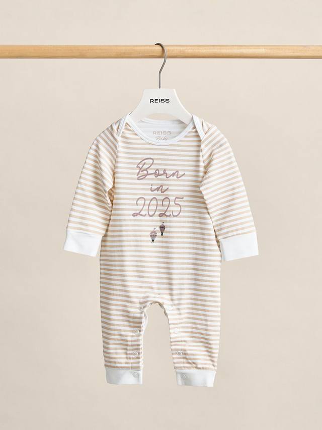 

Детский комбинезон Arty 'Born in 2025' из хлопковой смеси Reiss, Ivory
