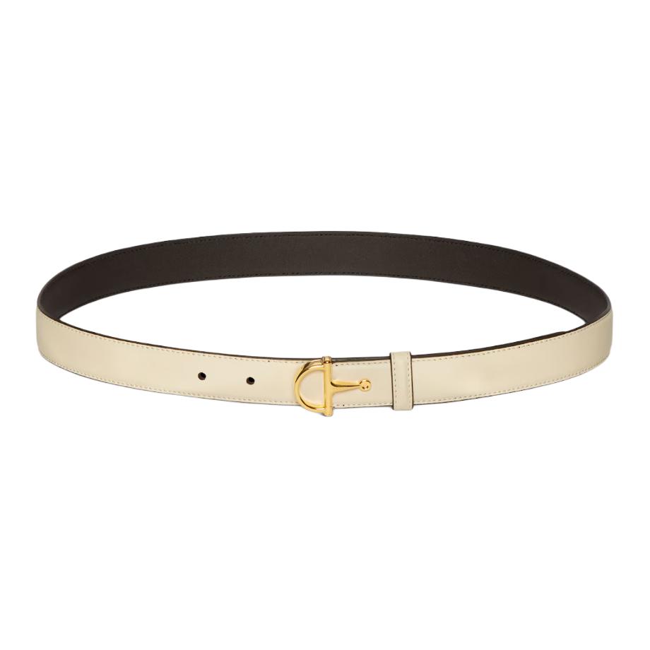 

Тонкий ремень с полукруглой пряжкой в виде лошадиного удила GUCCI, айвори