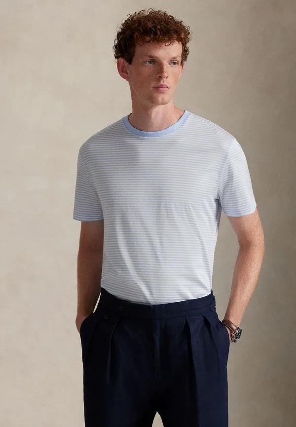 Футболка стандартного кроя в полоску с принтом «лайф» Polo Ralph Lauren, Office Blue/White