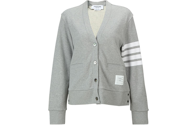 

Кардиган с нашивкой-логотипом и рукавами 4 планки THOM BROWNE, серый