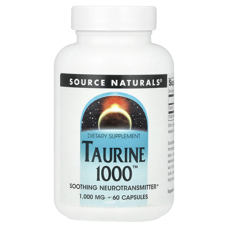 

Source Naturals, Таурин 1000 , 1000 мг, 60 капсул