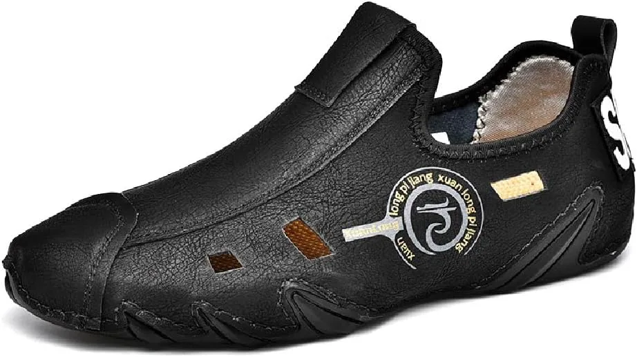 

Мужские повседневные лоферы, нескользящие комфортные дышащие ботинки для вождения, регулируемые летние водонепроницаемые пляжные туфли Asifn, черный