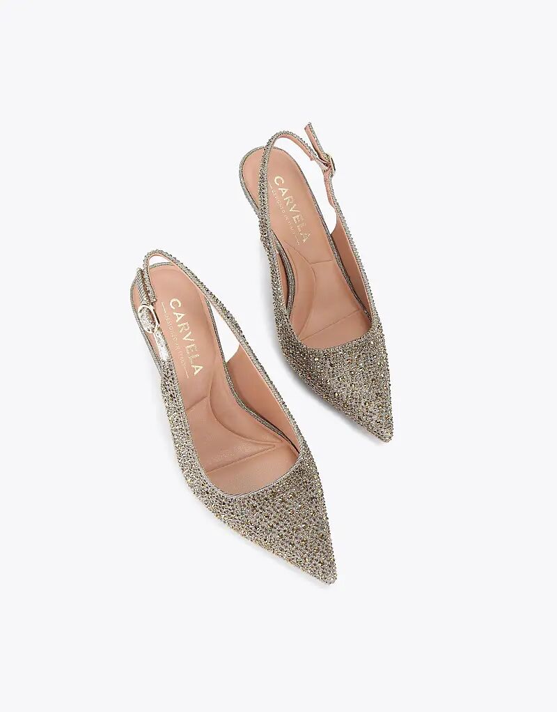 Туфли Carvela Spirit на каблуках с драгоценными камнями, золотистого цвета — фото 2