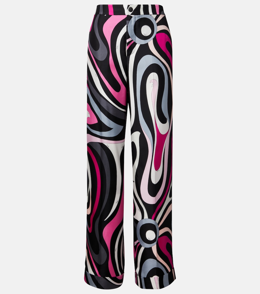 

Марморо шелковый твил прямые брюки Pucci, Nero/Fuxia