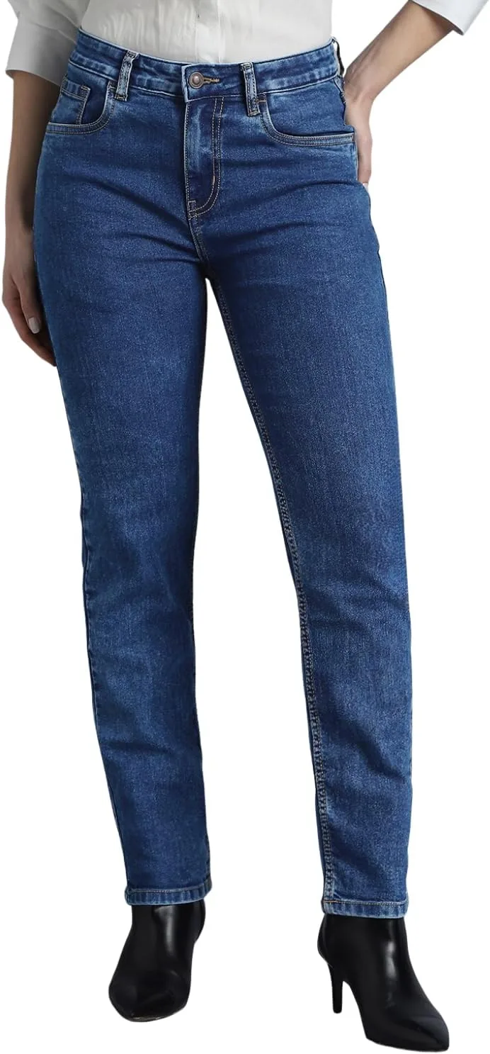 

Прямые джинсы для женщин Mid Rise из хлопка с эластаном INKD