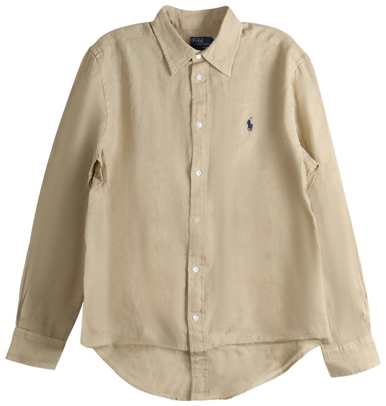 

Классическая рубашка Polo Ralph Lauren с длинными рукавами и пуговицами спереди, бежевого цвета