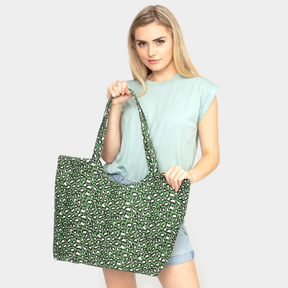 

Джутовая сумка-тоут с леопардовым принтом FASHNZFAB