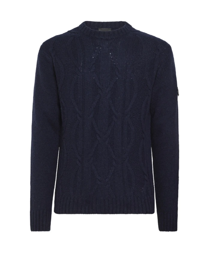 

Синий шерстяной свитер из смесовой шерсти с узором «косичка». Peuterey, синий