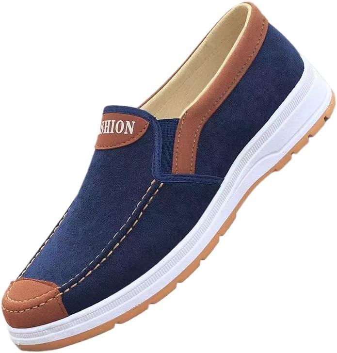 

Мужские повседневные спортивные кроссовки - без шнурков, с круглым носком, верх из легкой ткани, нескользящая искусственная подошва, дышащая текстильная стелька для бега на улице и повседневной носки - весна/осень Hhhchpm, синий