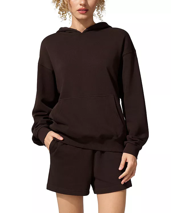 

Толстовка Silkerry оверсайз с воротником-стойкой Seamflow Douceur и капюшоном на молнии до середины груди. Lilysilk, коричневый