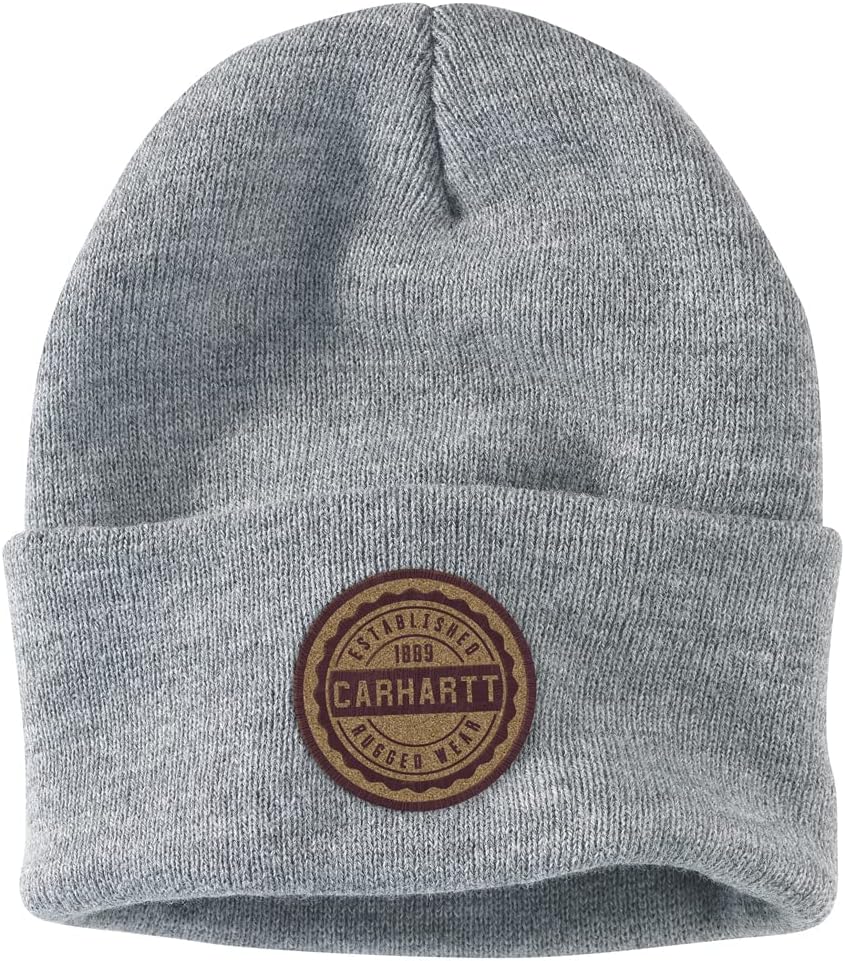 

Carhartt мужская вязаная шапка с камуфляжным принтом Watercolor Camo Patch, Heather Grey
