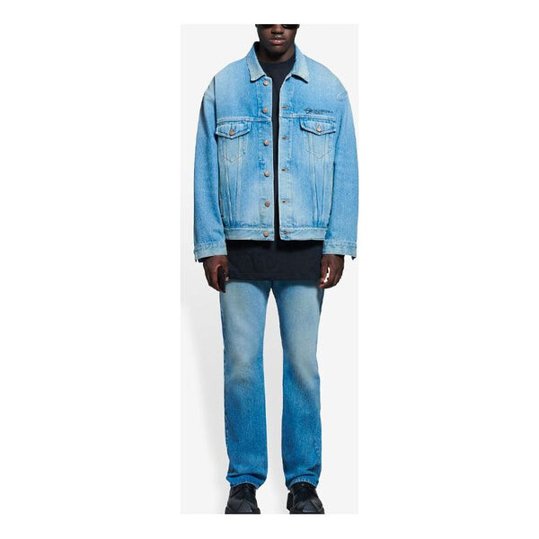 

Куртка Men's Balenciaga SS21 Classic Logo Denim Jacket Light Blue, синий