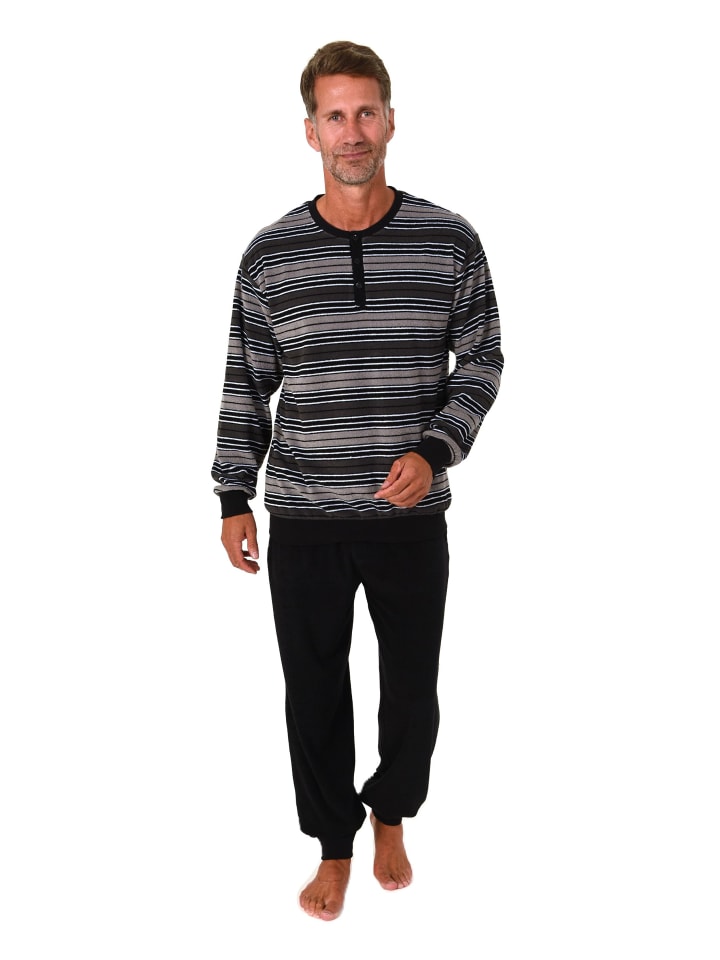 

NORMANN Пижама из махровой ткани с длинными рукавами и манжетами, серого цвета