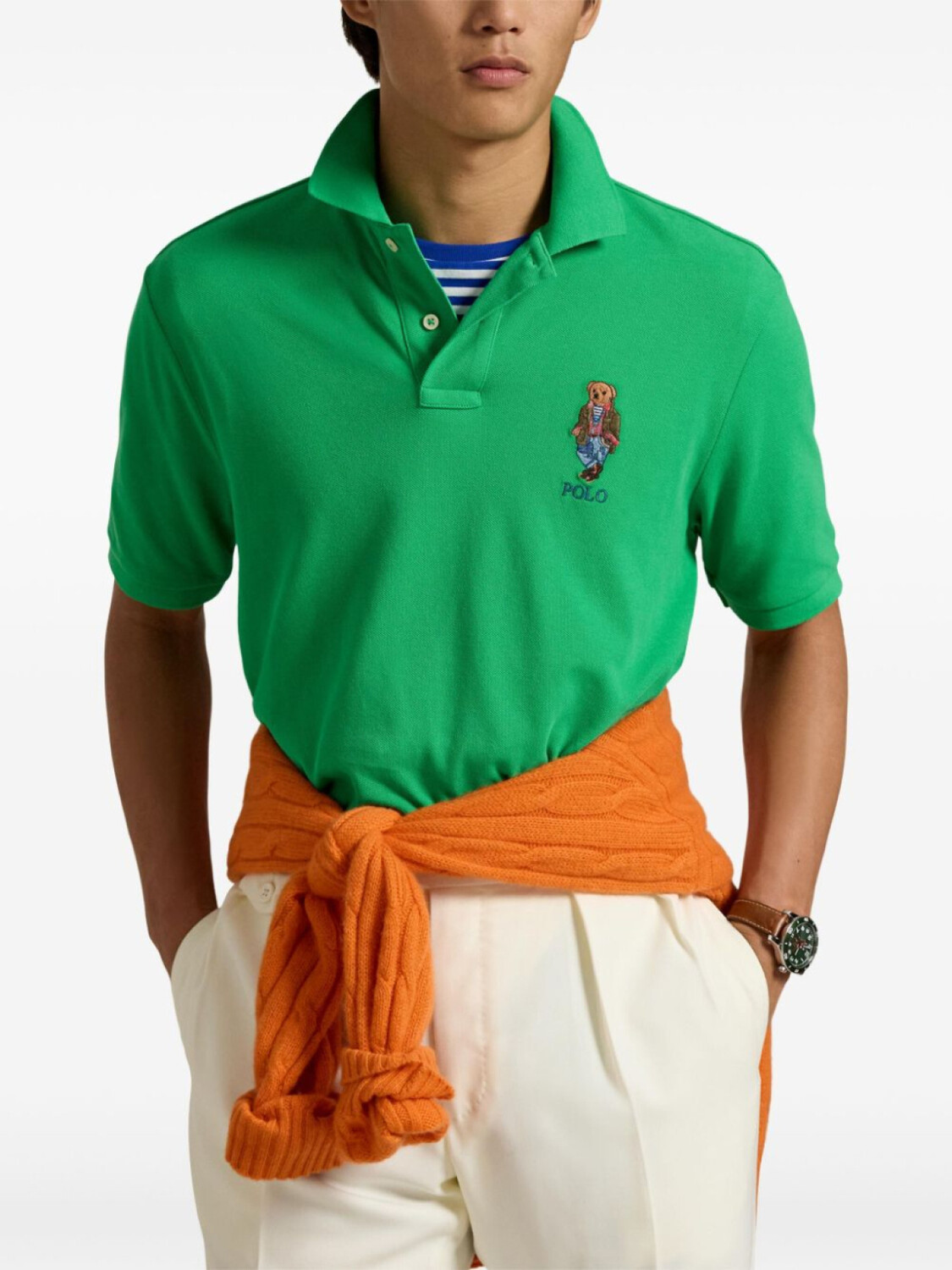 Polo Ralph Lauren рубашка поло с аппликацией Polo Bear, зеленый — фото 3