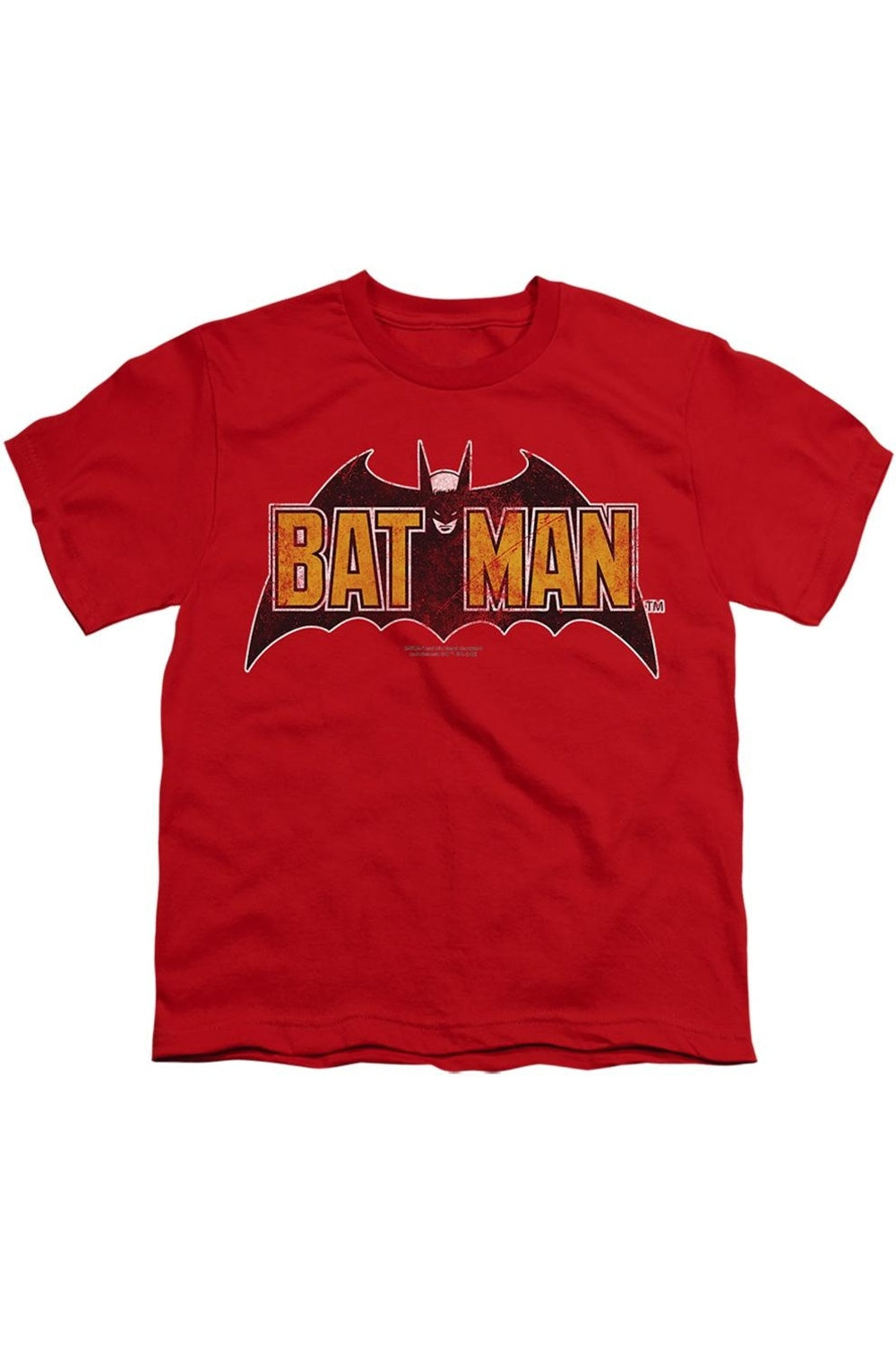 

Футболка с коротким рукавом для детей с винтажным логотипом Batman на красном фоне Gildan