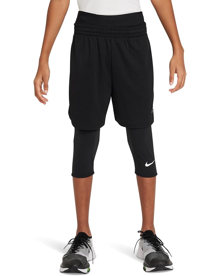 

Брюки Nike Kids Dri-FIT 3/4 Length Tights, цвет Black/Black/White