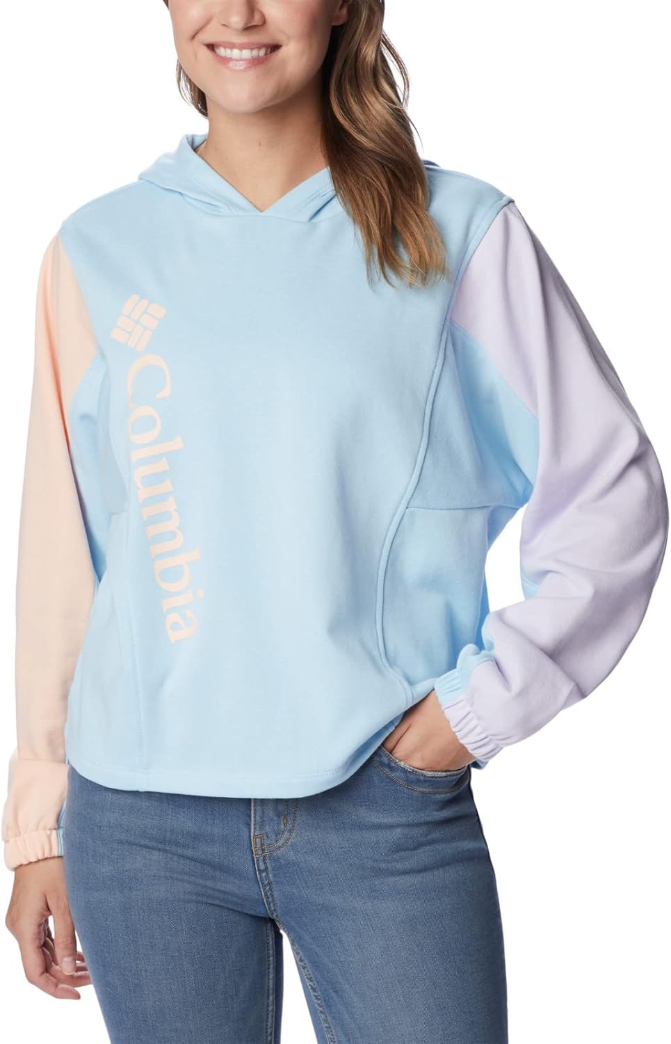 

Columbia Women's Trek Seasonal Ft Hoodie, Spring Blue/Peach Blossom Logo
