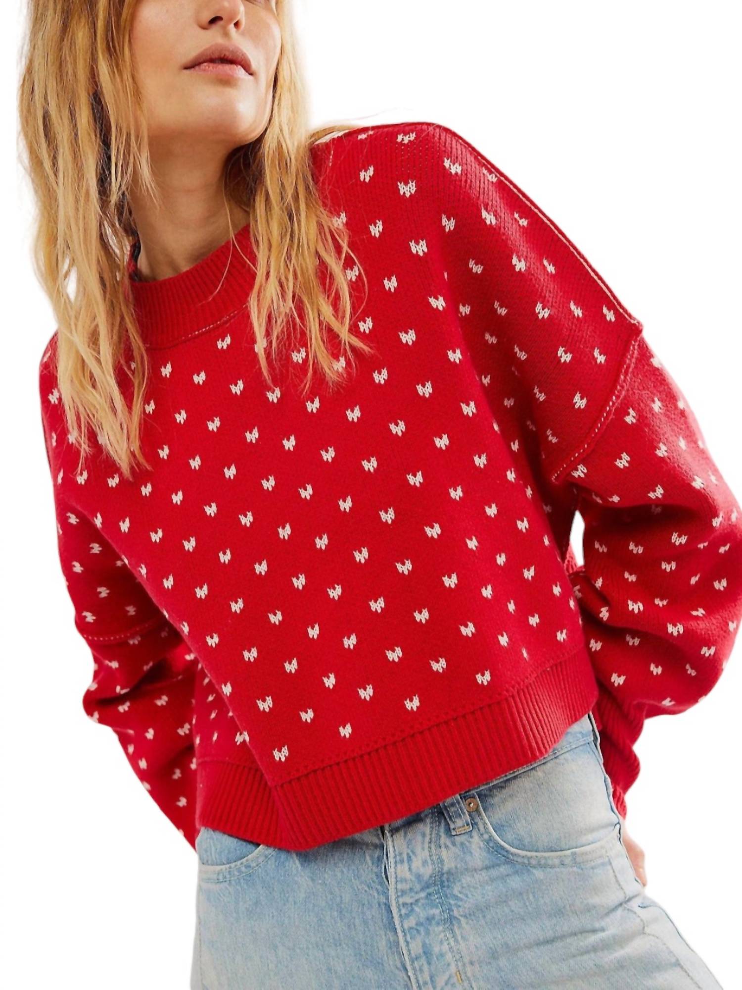 

Укороченный топ с узором Easy Street в вишнево-кремовом цвете Free People