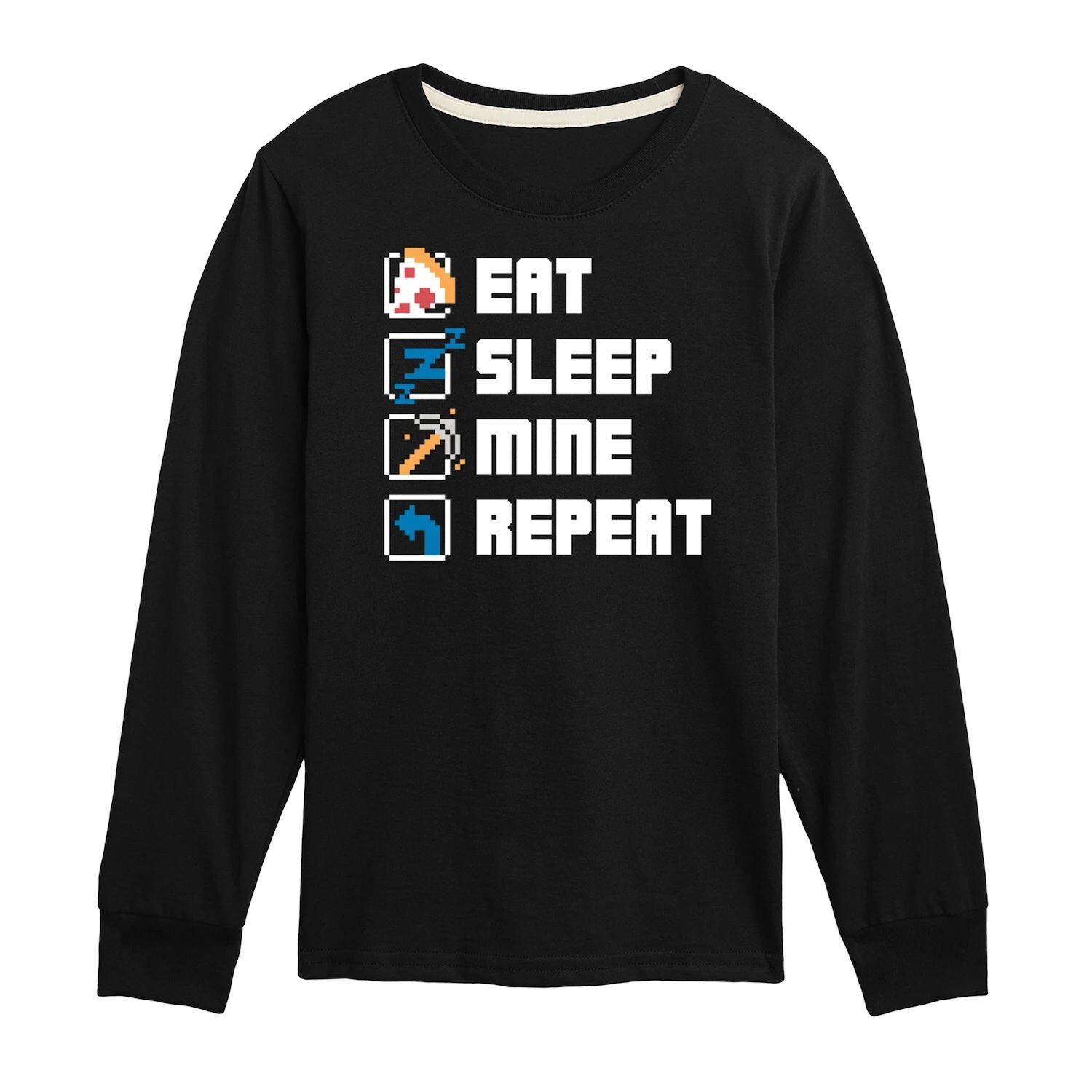 

Футболка с рисунком Minecraft Eat Sleep Mine для мальчиков 8–20 лет Minecraft, черный