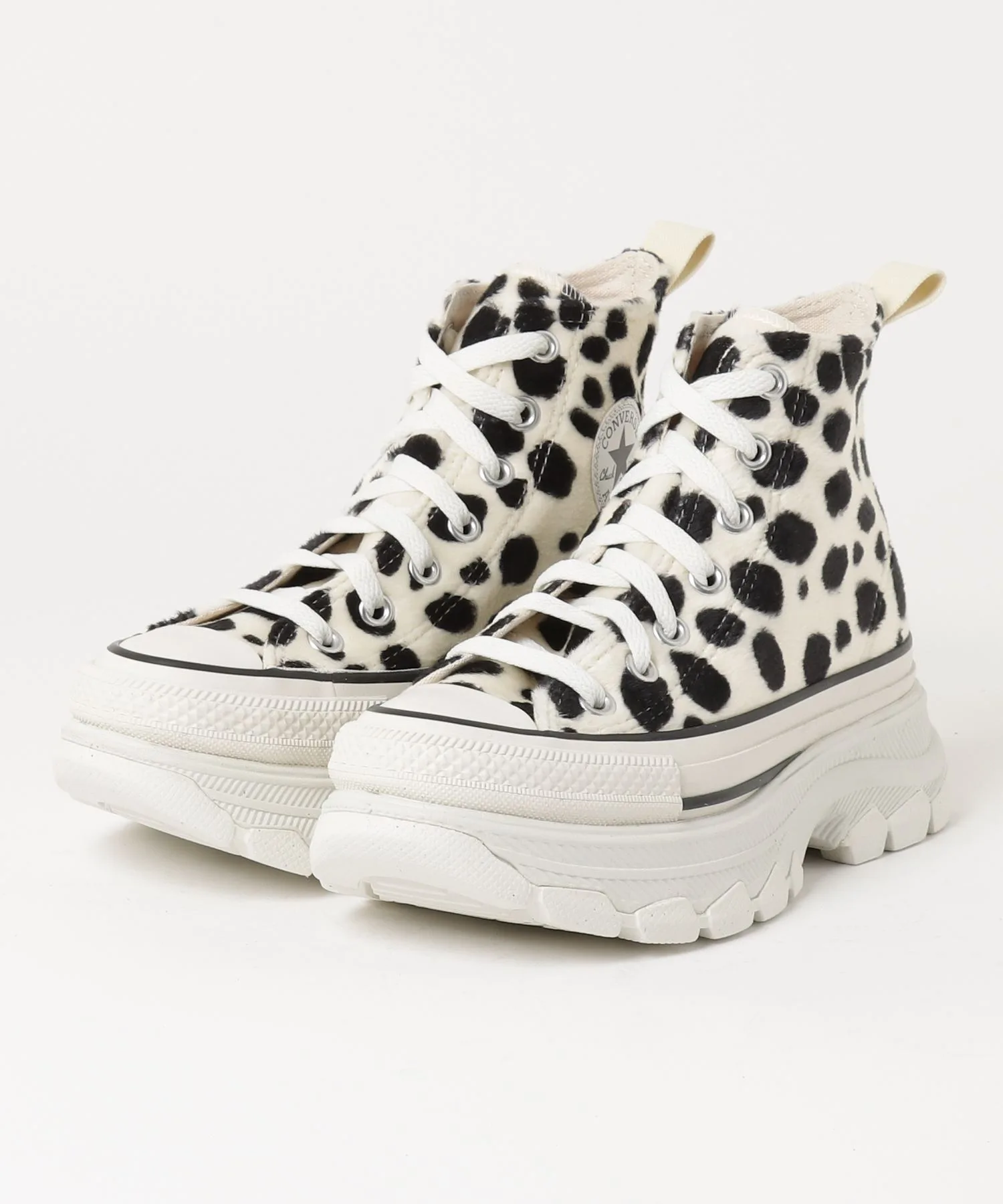 Мужские высокие кеды из текстиля Converse ALL STAR R TREKWAVE ANIMALFUR чёрно-белые