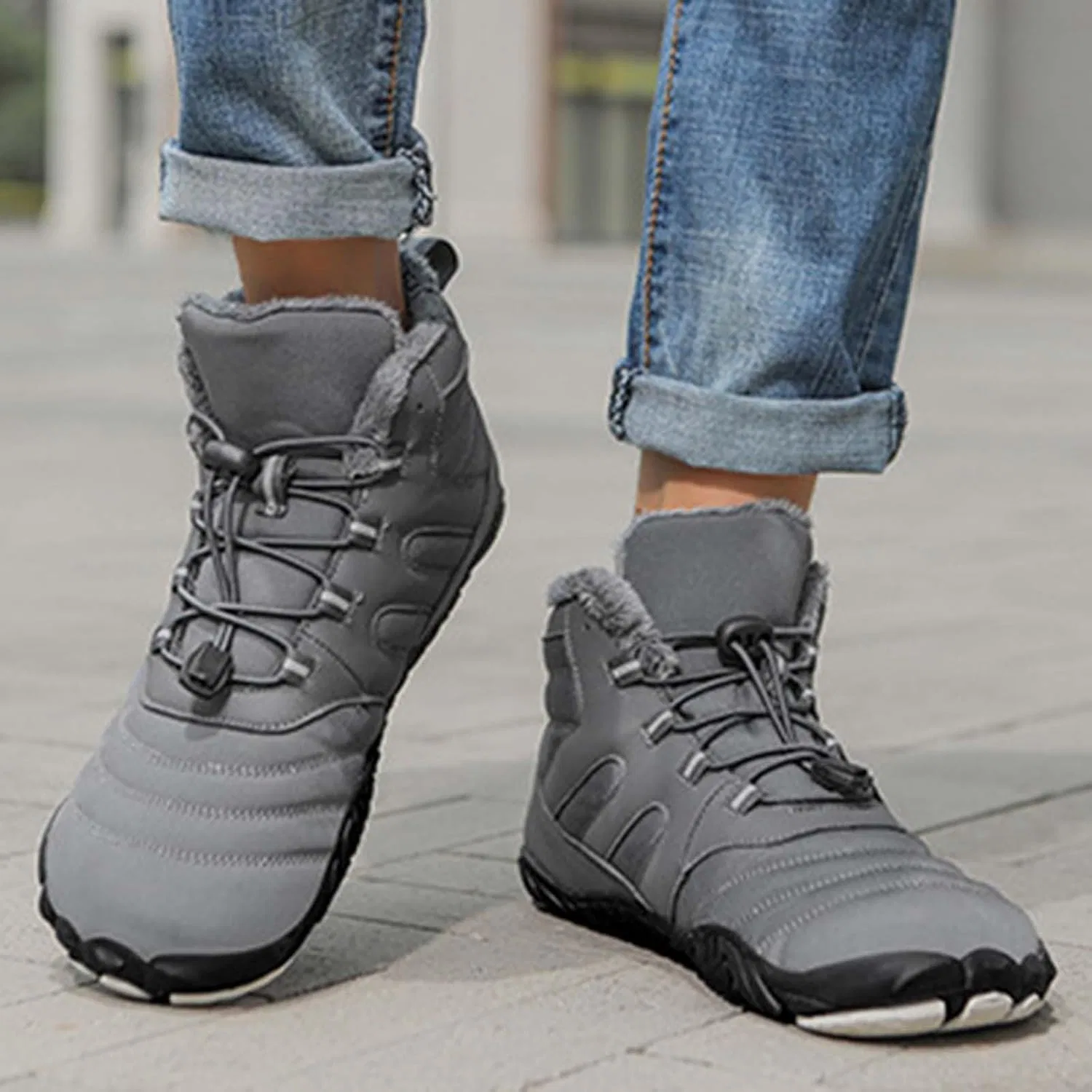 Ботинки Herren Winterschuhe, Herbst und Winter Baumwollschuhe mit Dicker Sohle für Männer und Frauen Bequeme, warme Schneestiefel Gepolsterte, verdickte, lässige Baumwollschuhe Generic, Grey — фото 2
