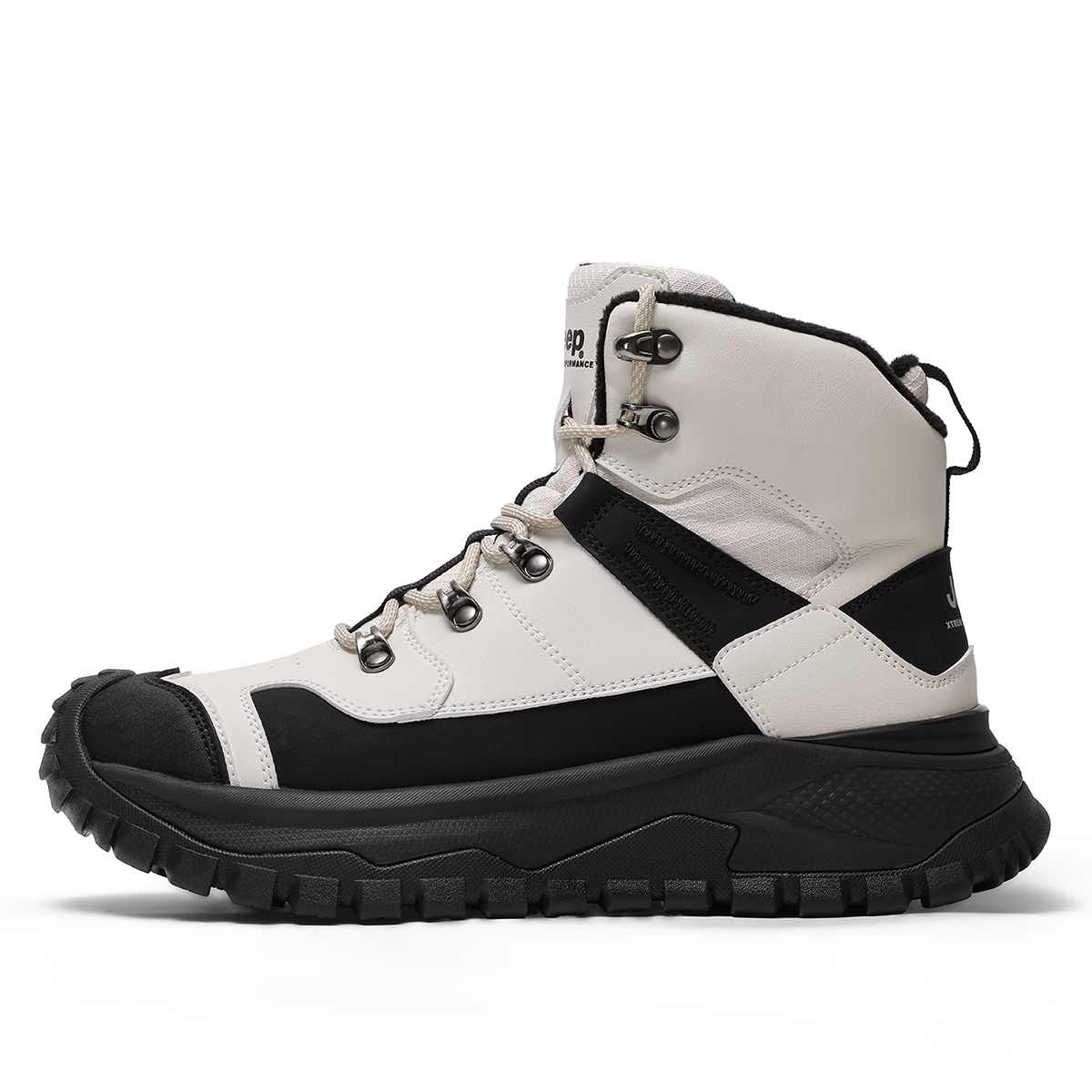 

Термостойкие абразивоустойчивые утепленные ботинки для мужчин с увеличенной высотой Jeep, черный белый