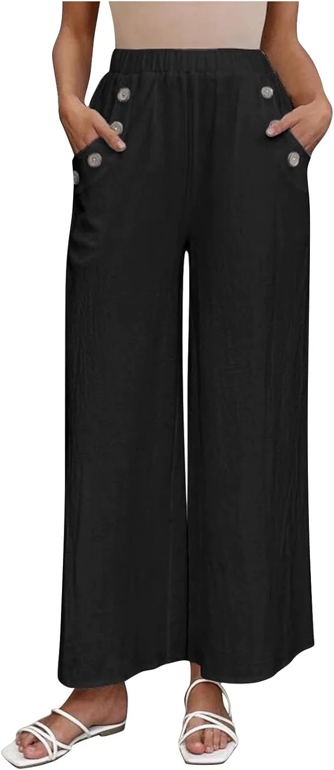 

Женские хлопковые льняные брюки с высокой талией