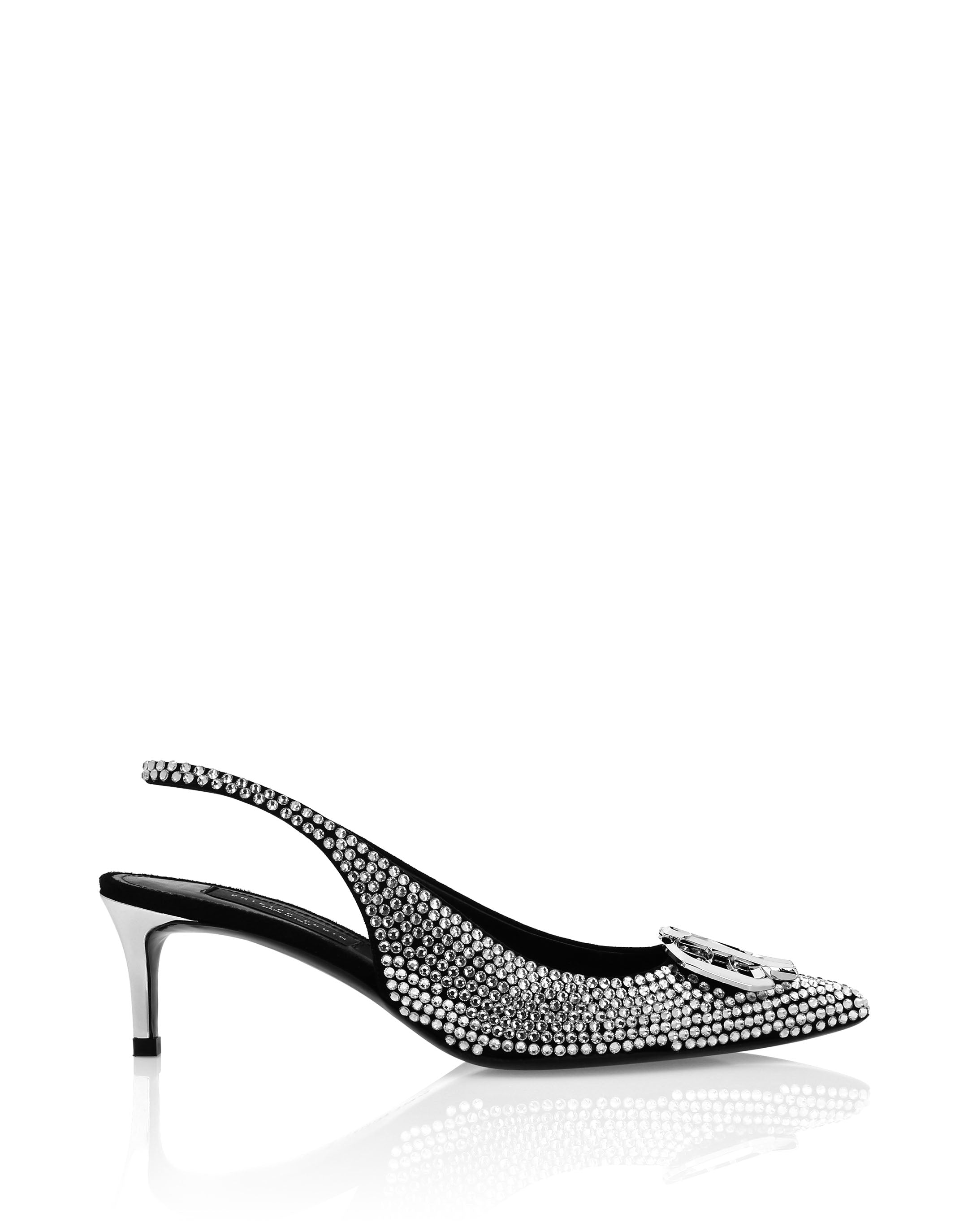 Туфли Strass Low Plein Heels Slingback Gothic Plein PHILIPP PLEIN, серебряный — фото 2