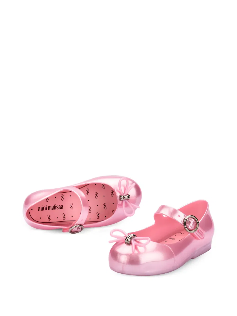 Балетки с бантами и пряжками Mini Melissa, розовый — фото 2