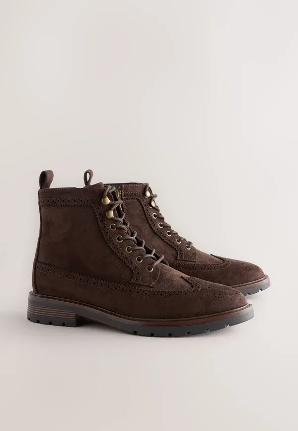 Ботинки Next Regular fit tall brogue lace up ankle boots, коричневый — фото 3