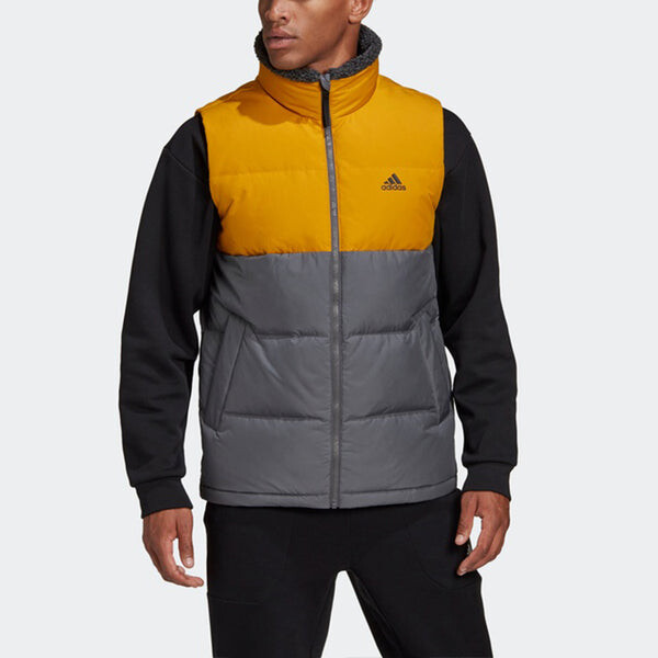 Пуховик adidas Down Vest Outdoor protection against cold Stay Warm Stand Collar Sports Yellow Black Colorblock, черный — фото 3