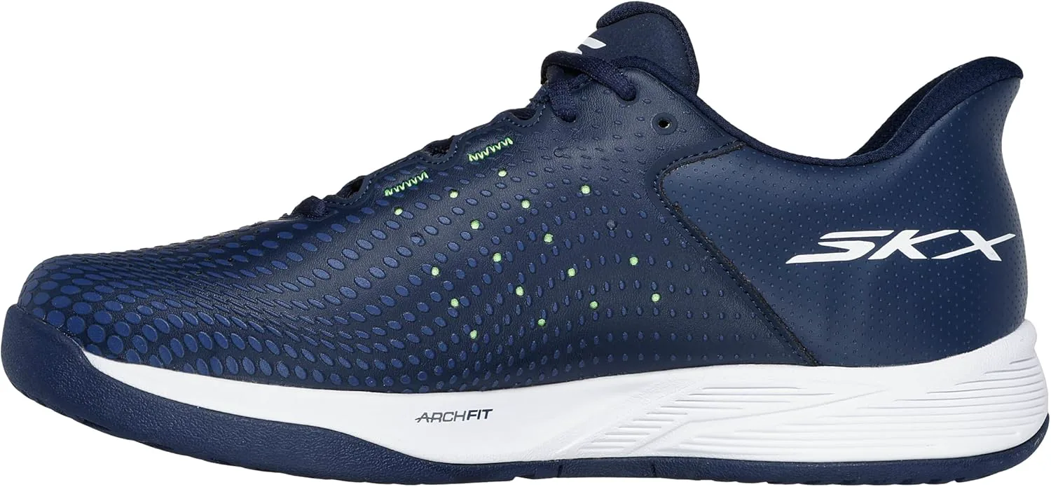 Мужские кроссовки Skechers Viper Court Reload с легким надеванием без рук, темно-синий/желтый — фото 3