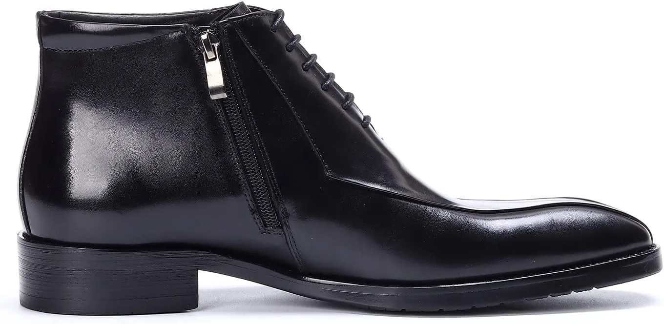 Мужские ботинки Santimon Oxfords, формальные, из натуральной кожи, с гладким носком, на щиколотке, мужская мода, деловой стиль, повседневная одежда, на свадьбу, выпускной, под смокинг, комфортные западные ботинки на шнуровке, черный — фото 2
