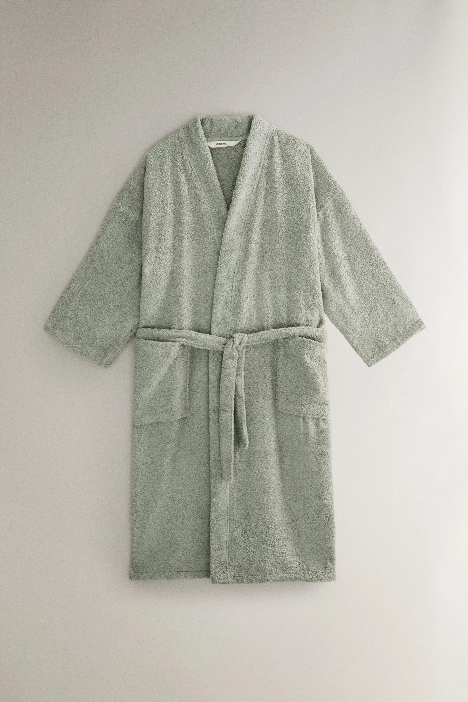 Высококачественный хлопковый банный халат (420 г/м²) Zara, синий/зеленый