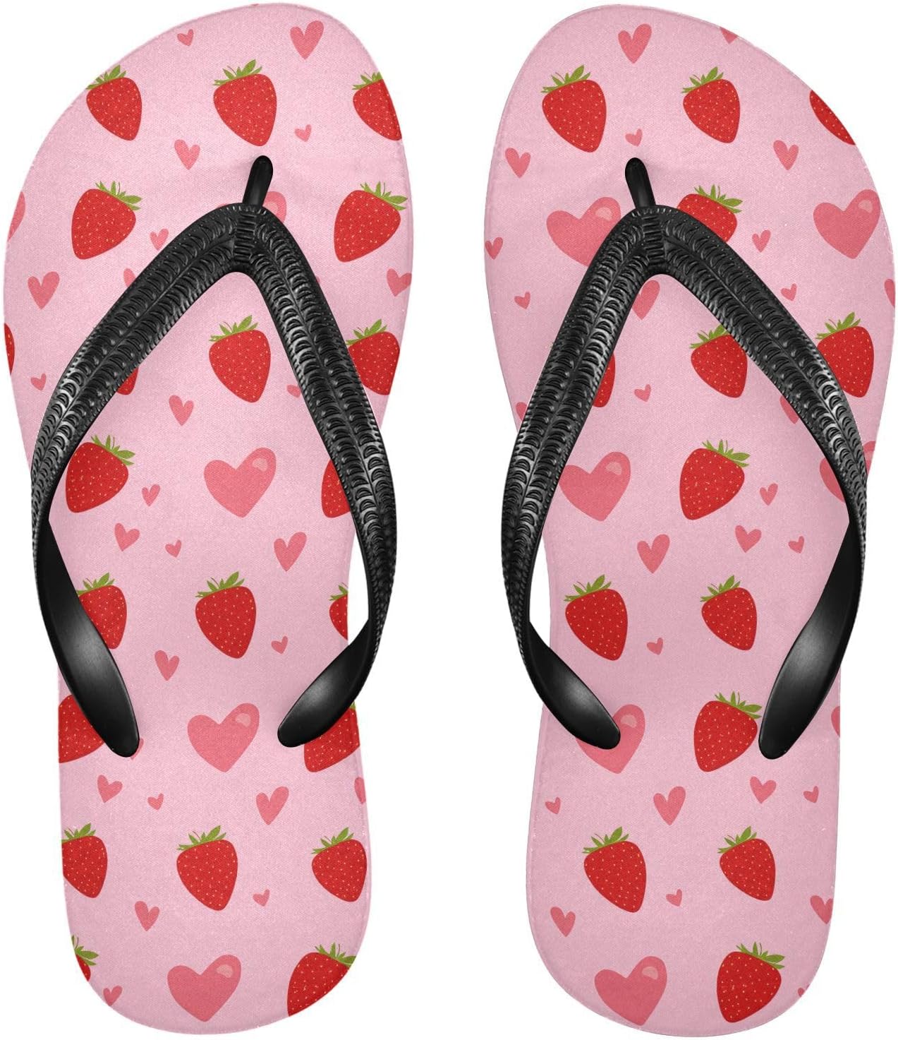 

Женские и мужские пляжные летние сандалии с клубникой в виде сердечек розового цвета, шлепанцы для душа 20861990 Kfbe