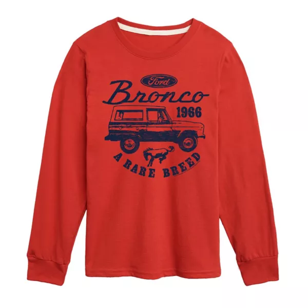 

Футболка с длинным рукавом и принтом Ford Vintage Bronco Rare Breed для мальчиков 8-20 лет Licensed Character, красный