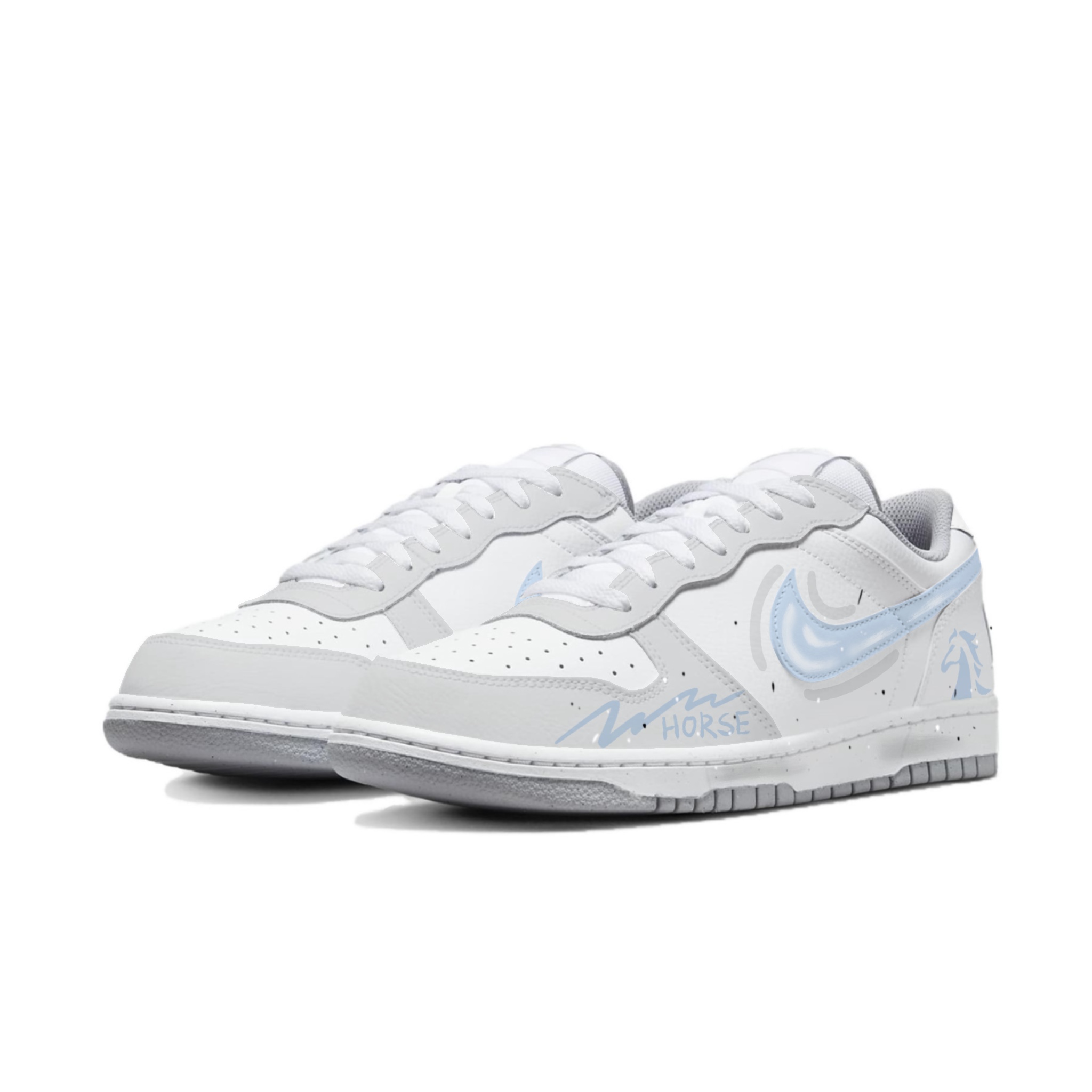 Nike Кроссовки для скейтбординга Big Galloping With The Clouds, устойчивые к истиранию, дышащие, низкие, мужские, бело-синие — фото 4