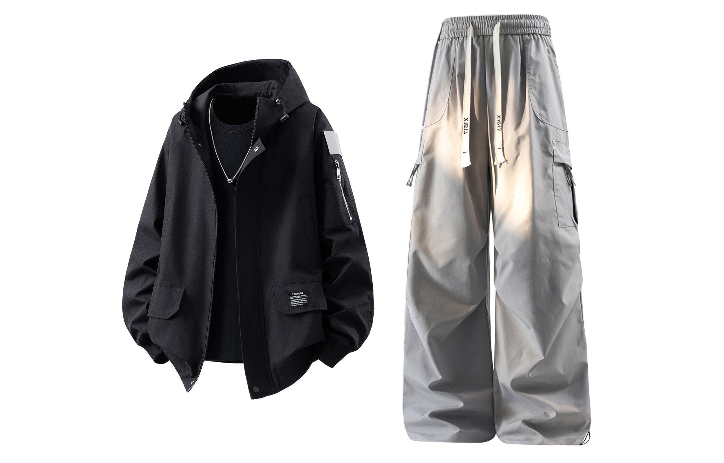 

Повседневный худи Unisex Casual Sportswear X1617, черный top+серый pants