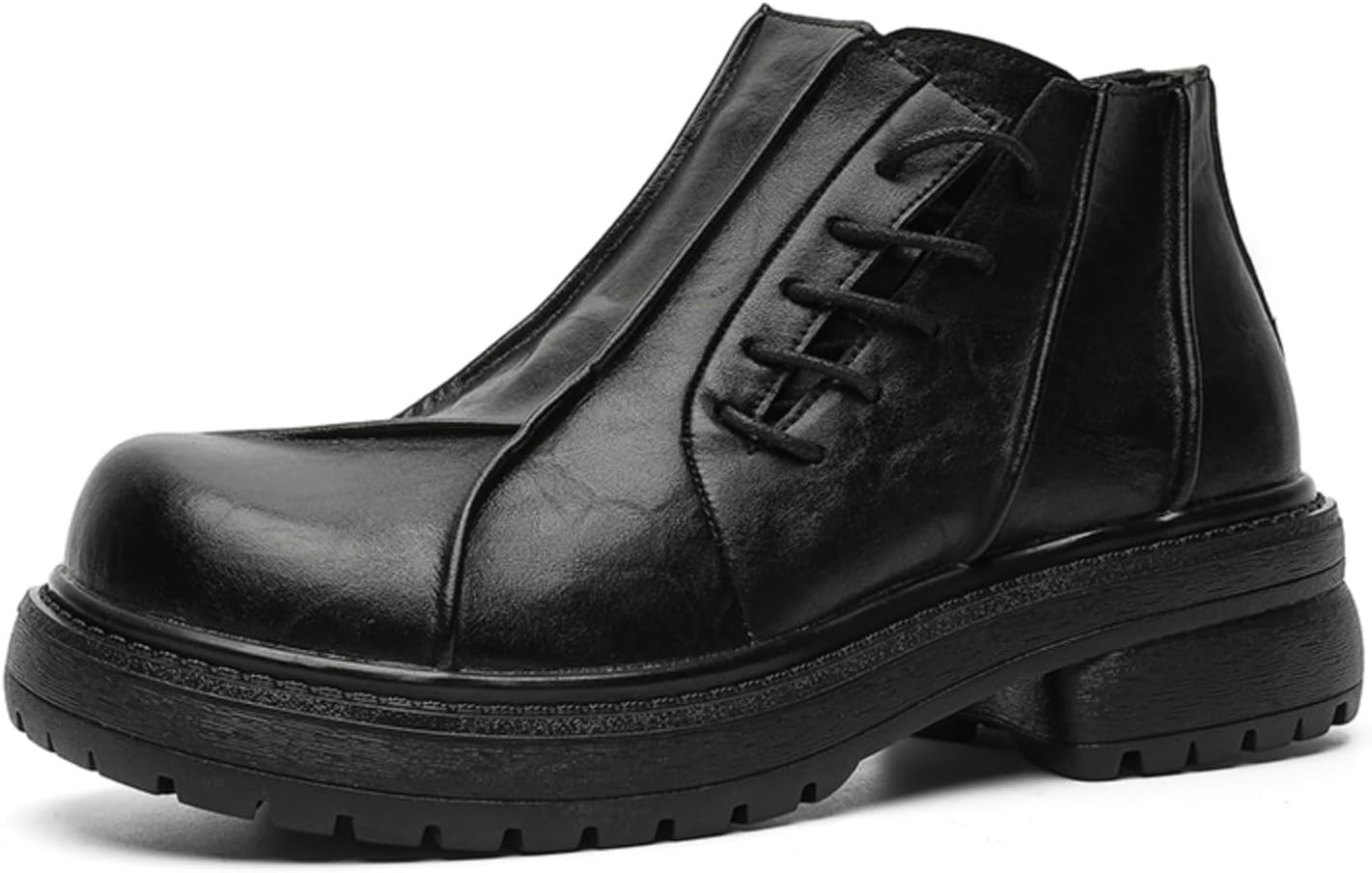 

Мужские ботинки челси на платформе от Foapts, из синтетической кожи, на шнуровке, с круглым носком, массивной подошвой и боковой молнией, повседневная обувь, черный