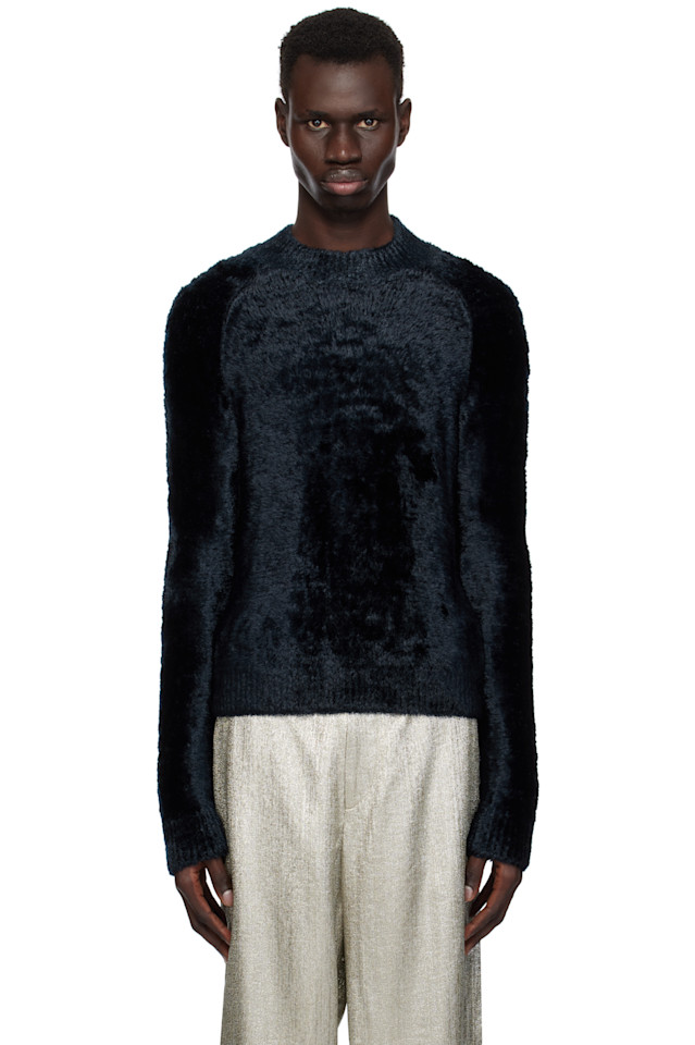 

Вельветовый свитер из вискозы Dries Van Noten, синий