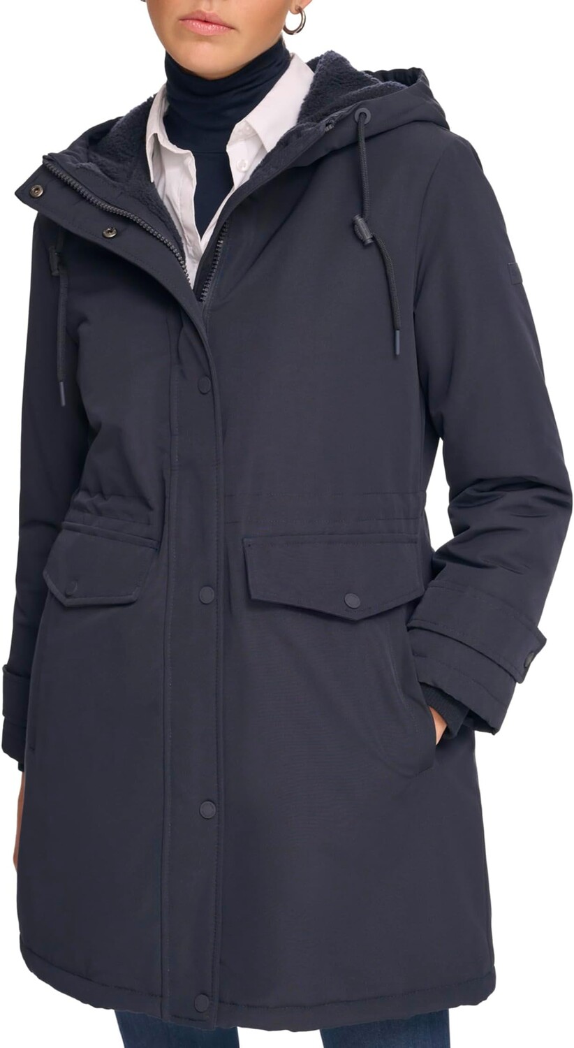 Парка Calvin Klein Parka with Faux Sherpa Hood, темно-синий