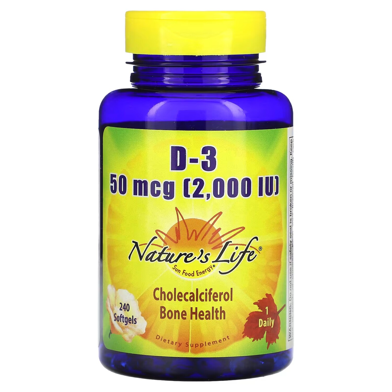 

Добавка Nature's Life D-3 50 мкг, 240 мягких таблеток