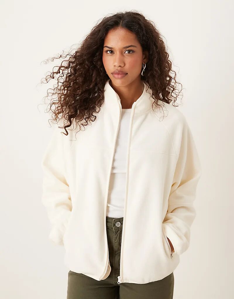 

Флисовая кофта на молнии ASOS DESIGN кремового цвета