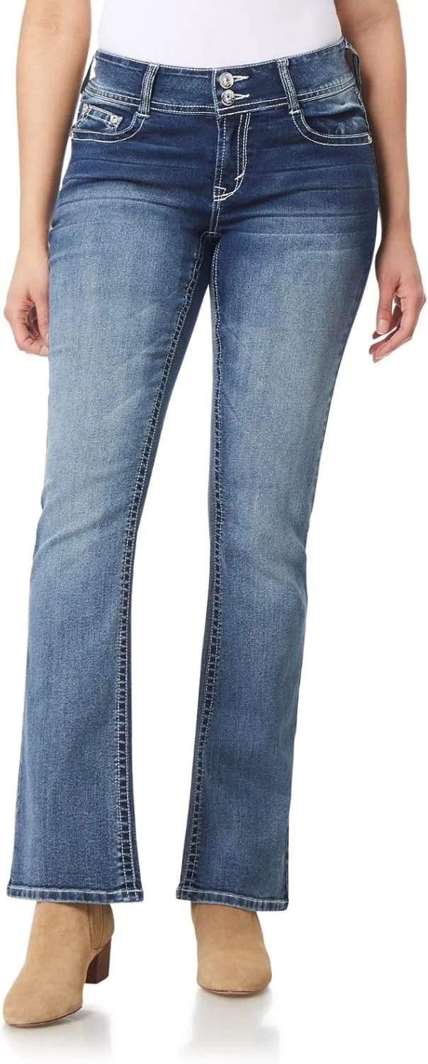 

Джинсы WallFlower Bootcut для женщин, Luscious Curvy Fit, с карманом Bling, Mid-Rise, Insta Stretch